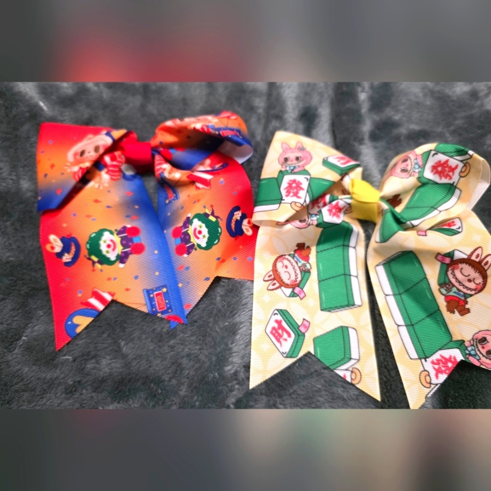 Colorful Cartoon Print Hair Bows for Kids